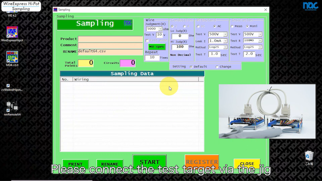 Connecting the test cable to the test fixture for creating test data by sampling. 