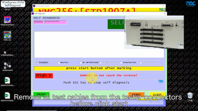 Self-diagnosis of the cable harness tester by WireExpress Hi-Pot