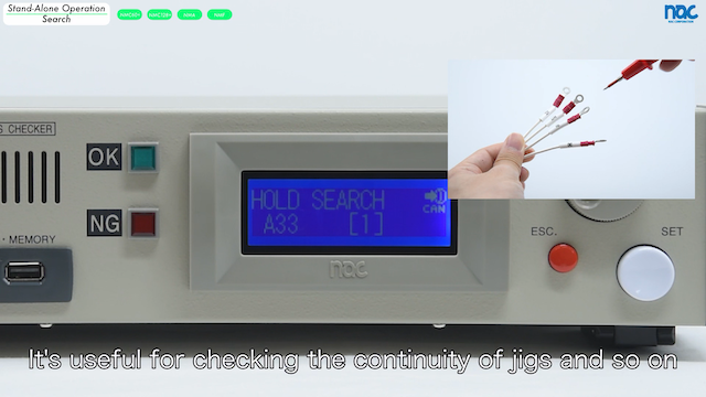 Search scan mode of Cable Harness Testers for checking wiring or jig by touching with the probe.