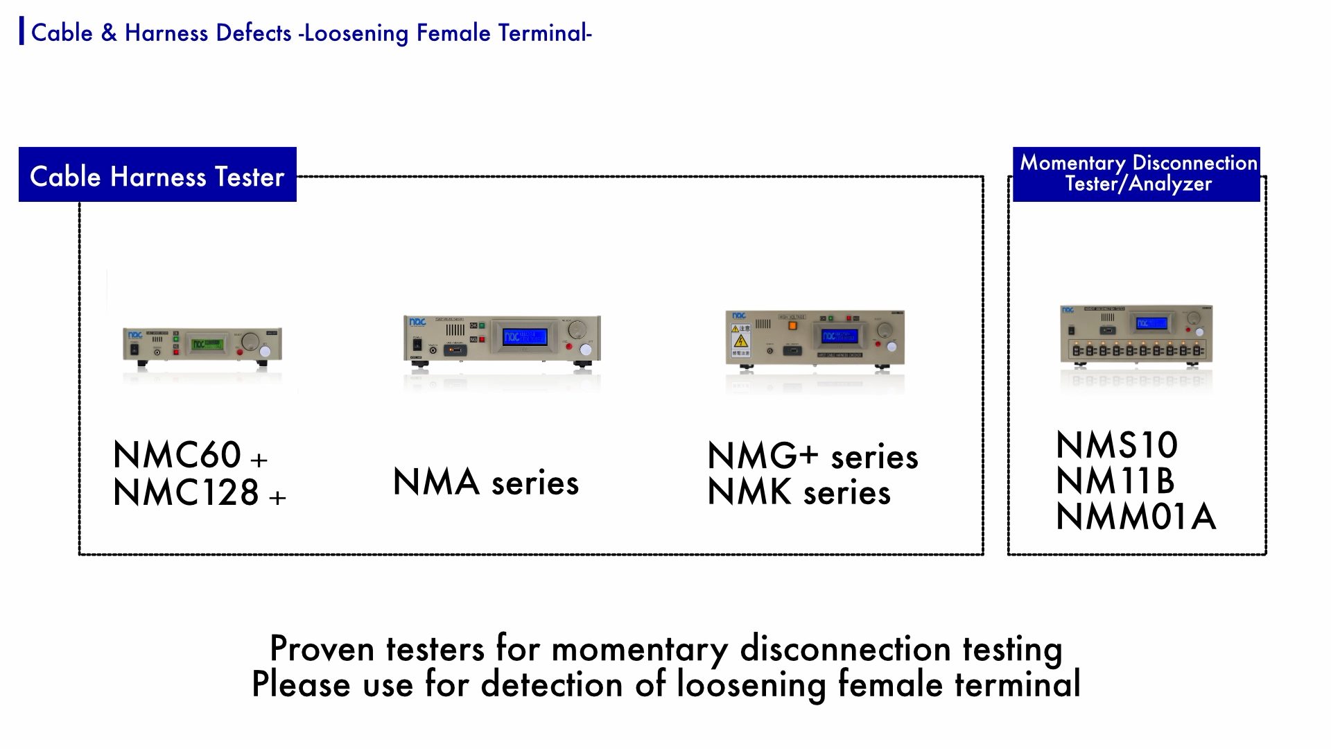nac CORPORATION's testers are capable of momentary disconnection testing