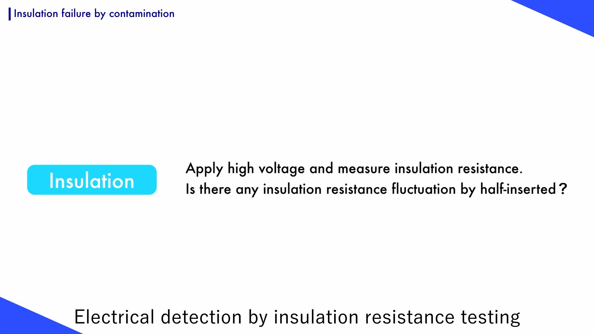 Electrical detection of contamination effects by insulation resistance testing